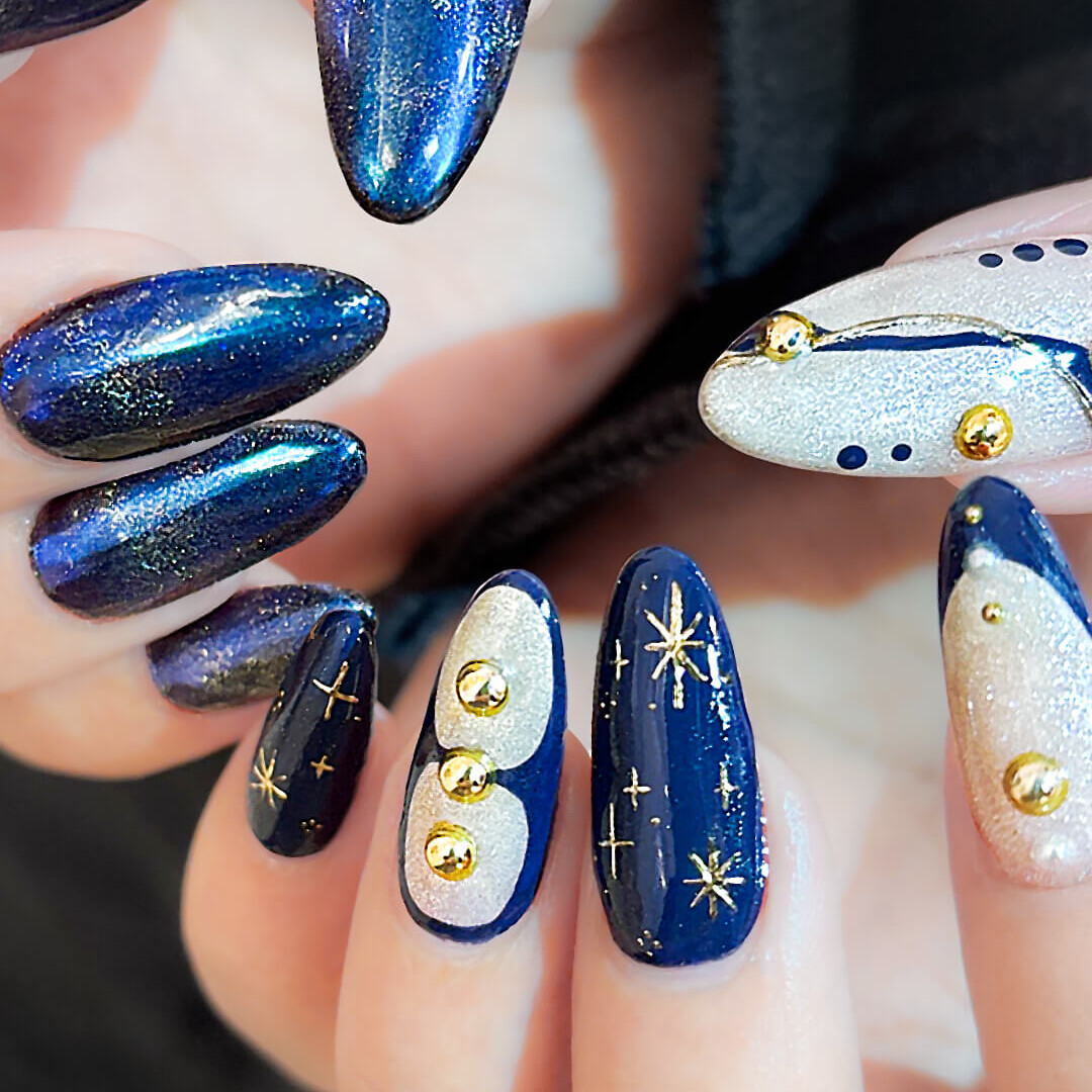 オーロラ&星屑の満天ネイル