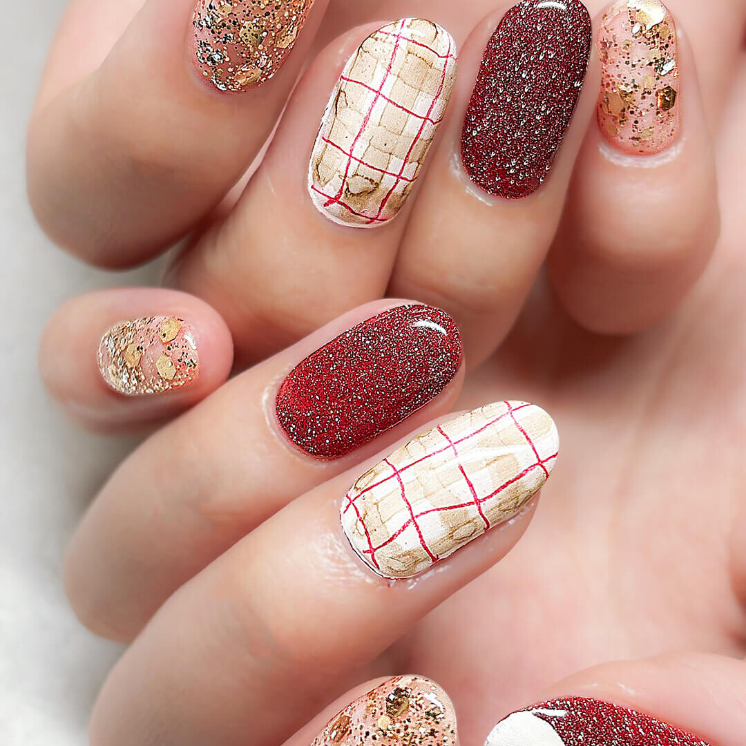 クリスマス的、チェック＆スノーデザイン