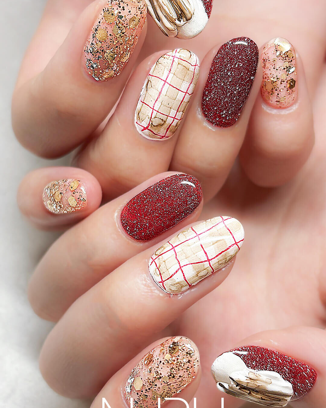 クリスマス的、チェック＆スノーデザイン