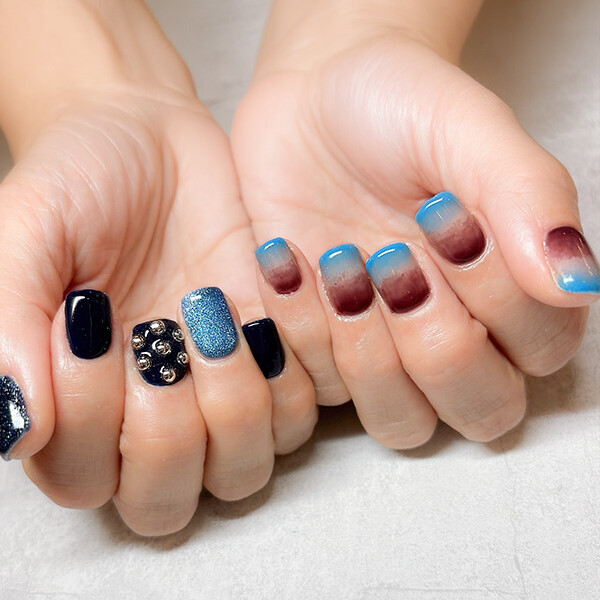 ショートネイルが映える、イケメンアシメネイルデザイン