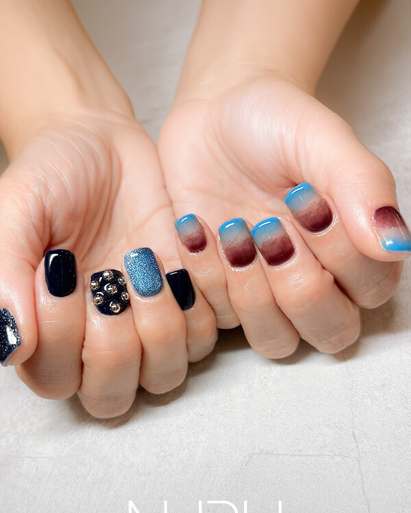 ショートネイルが映える、イケメンアシメネイルデザイン