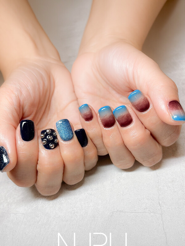 ショートネイルが映える、イケメンアシメネイルデザイン