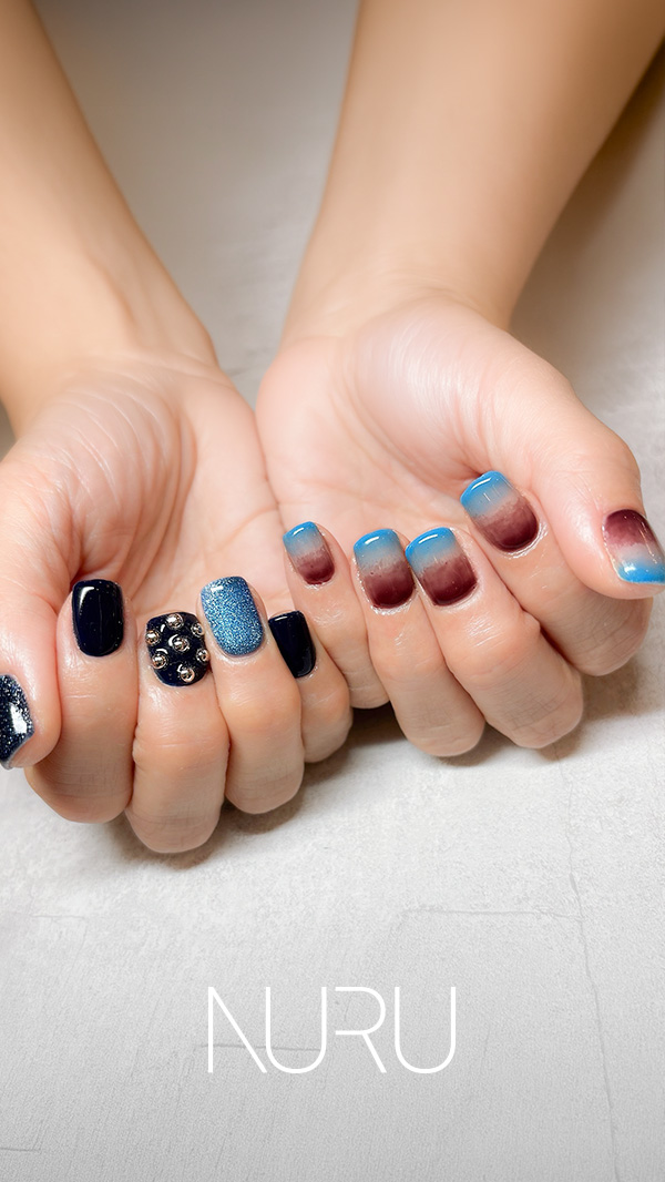 ショートネイルが映える、イケメンアシメネイルデザイン