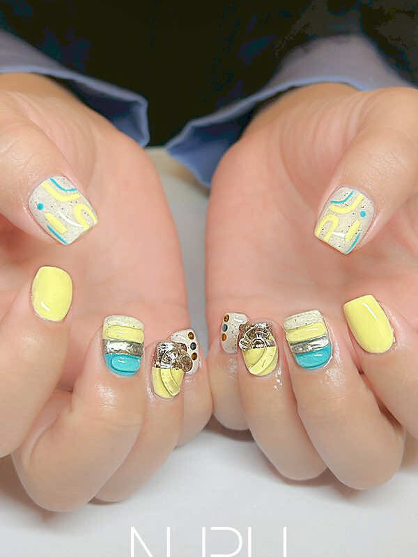 パステルイエローが可愛い、春ネイル