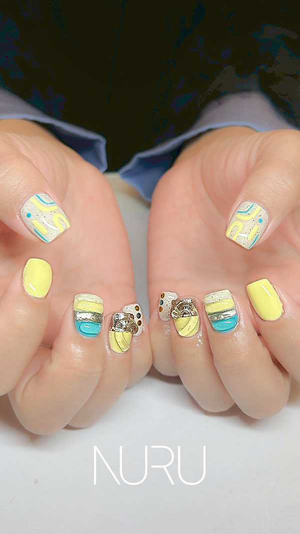 パステルイエローが可愛い、春ネイル