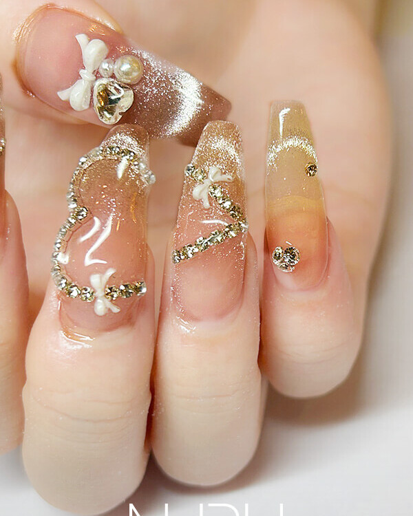 マグネットネイル ピンク×シルバー