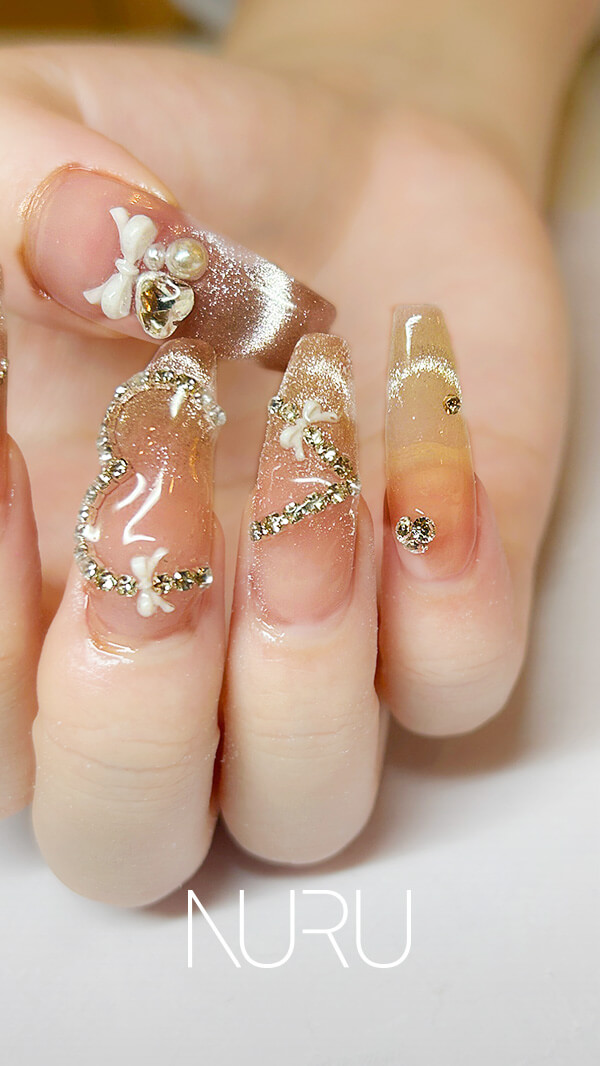 マグネットネイル ピンク×シルバー