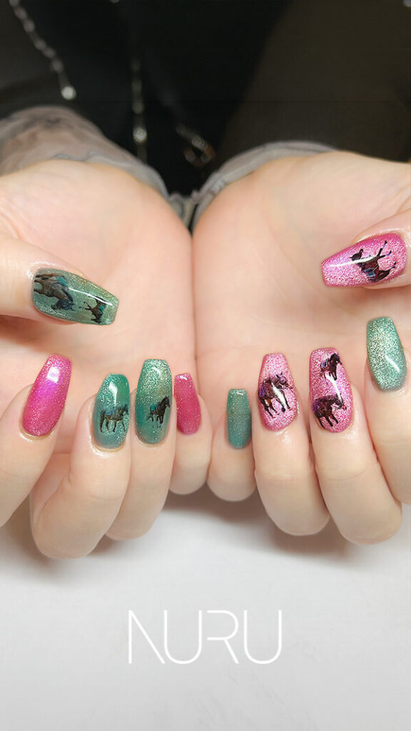 NURU NAIL うちの子ネイル♪ブルー×ピンク マグネット
