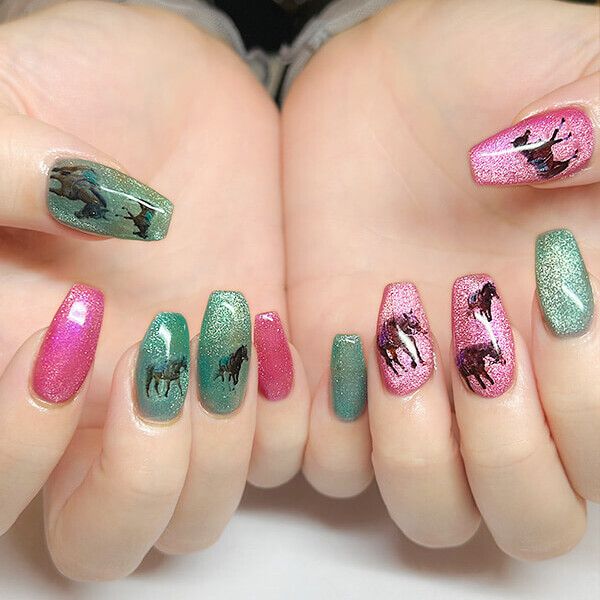 NURU NAIL うちの子ネイル♪ブルー&times;ピンク マグネット
