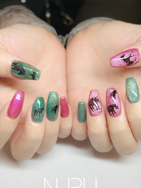NURU NAIL うちの子ネイル♪ブルー×ピンク マグネット