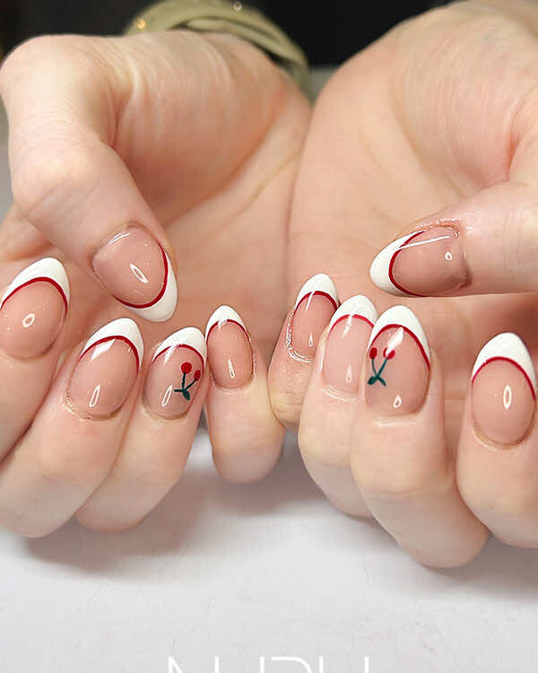 NURU NAIL フレンチネイル 「さくらんぼ」手描きアート