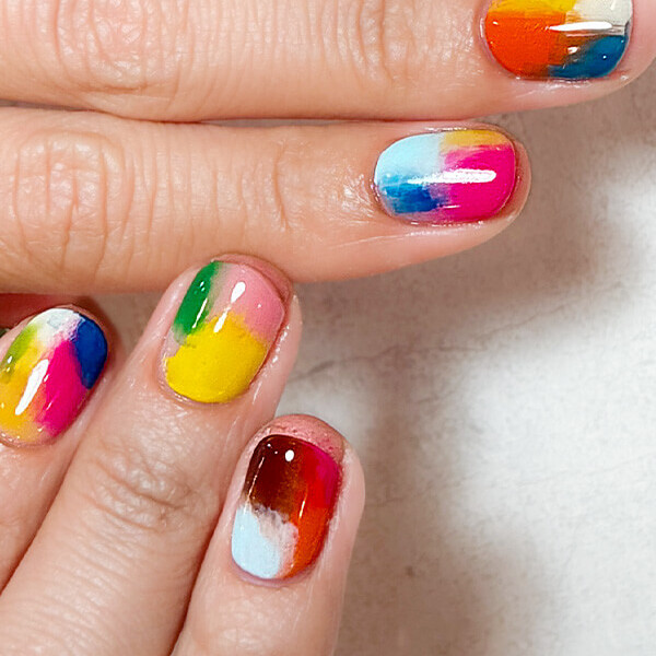 NURU NAIL カラフルニュアンスネイル ピンク&times;ブルー&times;グリーン&times;オレンジ&times;イエロー
