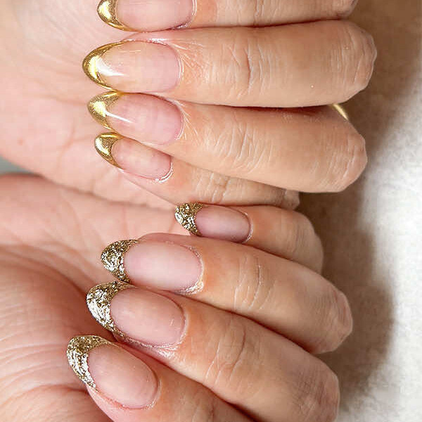 NURU NAIL エレガントネイル ゴールド×シャンパン フレンチ×ミラー