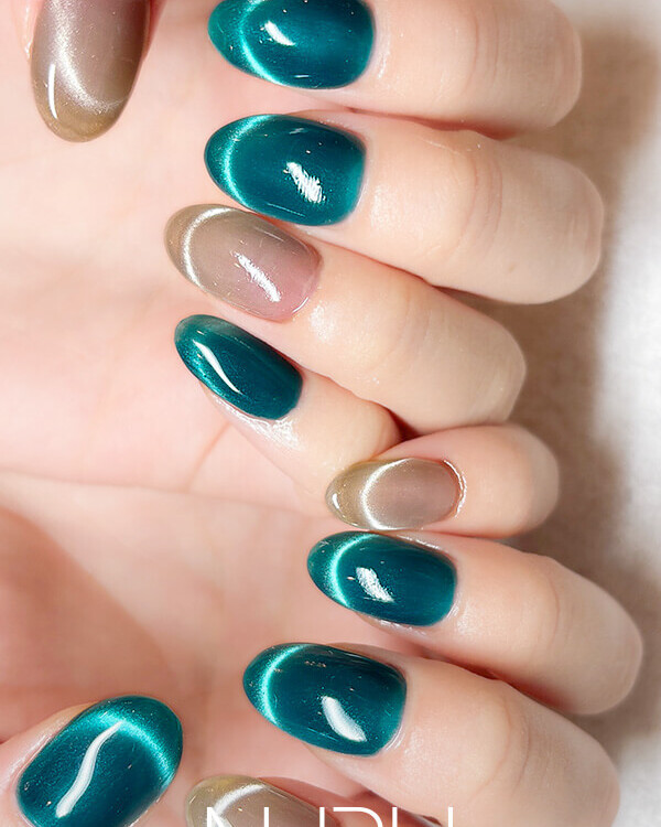 NURU NAIL 個性派マグネットネイル ホワイト×グレー×ブルー×グリーン